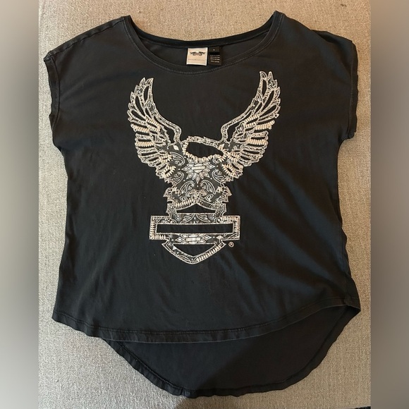 Harley-Davidson Black Short Sleeve Tee with Eagle Design - Picture 6 of 6